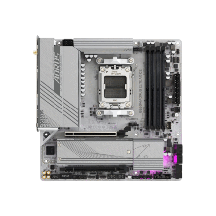 Gigabyte Gigabyte | B650M A ELITE AX ICE | Processor family AMD | Processor socket AM5 | DDR5 | Supported hard disk drive interfaces SATA, M.2 | Number of SATA connectors 4 B650M A ELITE AX ICE