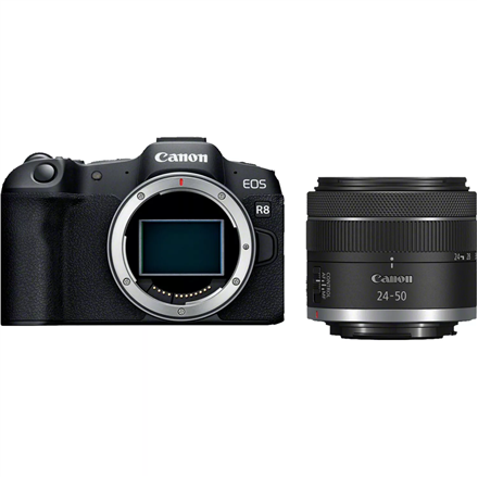 Canon Canon | EOS R8 Body + RF 24-50mm F4.5-6.3 IS STM (AIP) | Megapixel 24.2 MP | Image stabilizer | ISO sensitivity (max) 102400 | Display diagonal 3 " | Wi-Fi | Video recording | Automatic, manual | CMOS 5803C013