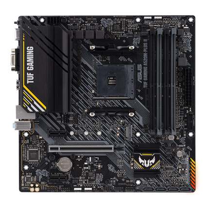Asus Asus | TUF GAMING A520M-PLUS II | Processor family AMD | Processor socket AM4 | DDR4 DIMM | Memory slots 4 | Supported hard disk drive interfaces SATA, M.2 | Number of SATA connectors 4 | Chipset AMD A520 | Micro ATX 90MB17G0-M0EAY0