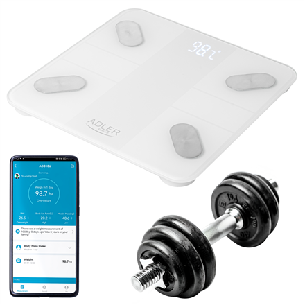 Adler Adler | Smart Bathroom Scale | AD 8186w | Auto power off | Body fat analysis | Body Mass Index (BMI) measuring | Bone mass analysis | Maximum weight (capacity) 180 kg | Memory function | Multiple users | Bluetooth 4.2; Tempered Glass Platform: 6 mm; Overload/Low Battery Indicator AD 8186w