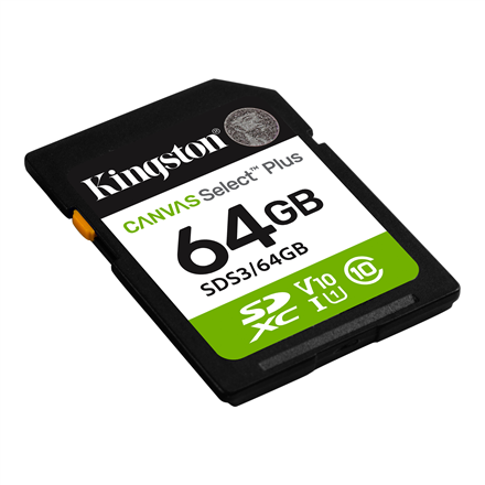 Kingston Kingston Canvas Select Plus | 64 GB | SD | Flash memory class Class 10, UHS-I, U1/U3, Video Class 10/30 SDS3/64GB