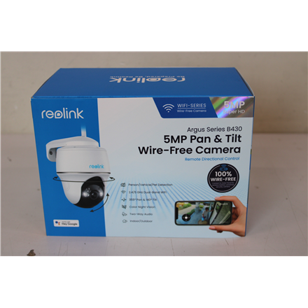 Reolink SALE OUT. Reolink Argus Series B430 Smart 5MP Pan & Tilt Wire-Free Camera, White | Reolink Smart Pan and Tilt Wire-Free Camera | Argus Series B430 | 24 month(s) | PTZ | 5 MP | Fixed | H.265 | Micro SD, Max. 128 GB | UNPACKED, SCRATCHED BWPT2K05SO