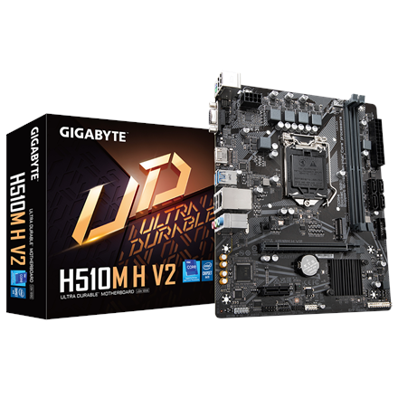 Gigabyte Gigabyte | H510M H V2 1.0 M/B | Processor family Intel | Processor socket LGA1200 | DDR4 DIMM | Memory slots 2 | Supported hard disk drive interfaces SATA, M.2 | Number of SATA connectors 4 | Chipset Intel H470 Express | Micro ATX H510M H V2