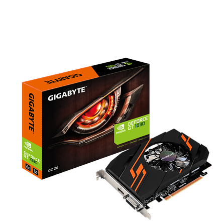 Gigabyte Gigabyte | NVIDIA | 2 GB | GeForce GT 1030 | GDDR5 | Cooling type Active | DVI-D ports quantity 1 | HDMI ports quantity 1 | PCI Express 3.0 | Memory clock speed 6008 MHz | Processor frequency 1265 MHz GV-N1030OC-2GI