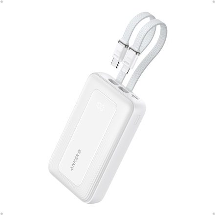 Anker Anker | Power Bank | A1680H21 | 10000 mAh | USB-C 30W, Lightning 27W | Built-In USB-C and Lightning Cables | White A1680H21