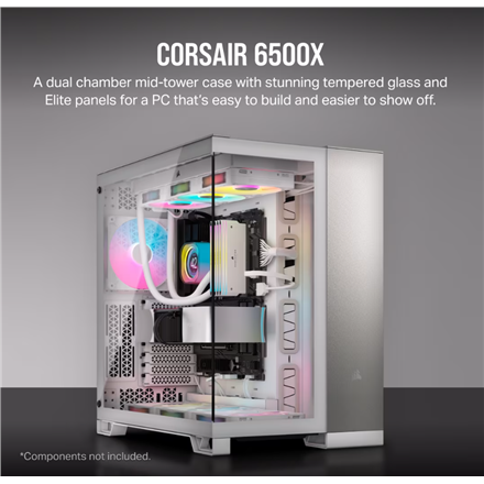 Corsair Corsair PC Case | 6500X Dual Chamber | White/Satin Gray Aluminum | Mid-Tower | Power supply included No CC-9011285-WW