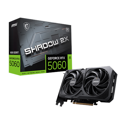 MSI MSI GeForce RTX 5060 8G SHADOW 2X OC Bulk Pack | NVIDIA | 8 GB | GeForce RTX 5060 | GDDR7 | HDMI ports quantity 1 | PCI Express Gen 5 x16 (uses x8) GeForce RTX 5060 8G SHADOW 2X OC B