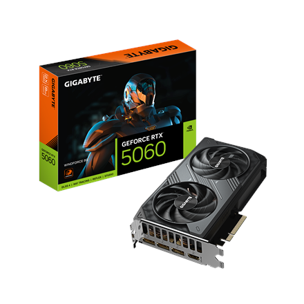 Gigabyte Gigabyte GeForce RTX 5060 WINDFORCE 8G | NVIDIA | 8 GB | GeForce RTX 5060 | GDDR7 | HDMI ports quantity 1 | PCI-E 5.0 GV-N5060WF2-8GD