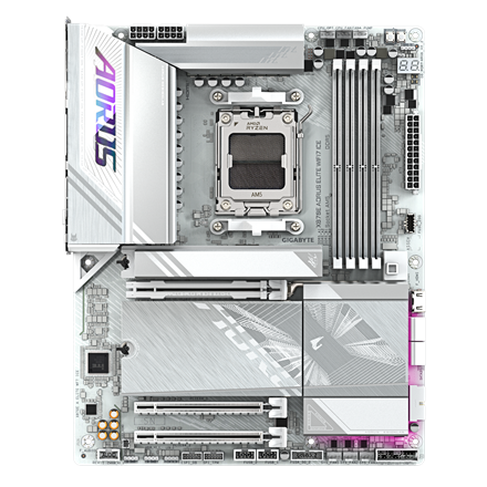 Gigabyte Gigabyte X870E AORUS ELITE WIFI7 ICE | Processor family AMD | Processor socket AM5 | DDR5 | Supported hard disk drive interfaces SATA, M.2 | Number of SATA connectors 4 X870E A ELITE WF7 ICE