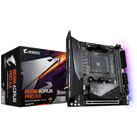 Gigabyte Gigabyte | B550I AORUS PRO AX 1.0 | Processor family AMD | Processor socket AM4 | DDR4 DIMM | Memory slots 2 | Chipset AMD B | Mini ITX B550I AORUS PRO AX