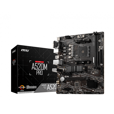 MSI MSI | A520M PRO | Processor family AMD | Processor socket AM4 | DDR4 | Memory slots 2 | Chipset AMD A | Micro ATX A520M PRO