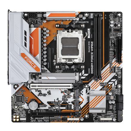 Gigabyte Gigabyte B850M FORCE WIFI6E (rev. 1.0) | Processor family AMD | Processor socket AM5 | DDR5 | Supported hard disk drive interfaces SATA, M.2 | Number of SATA connectors 4 B850M FORCE WF6E