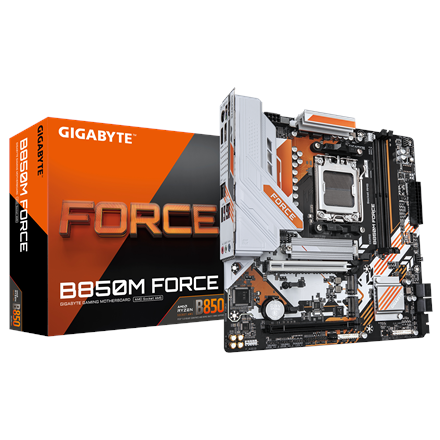 Gigabyte Gigabyte B850M FORCE (rev. 1.0) | Processor family AMD | Processor socket AM5 | DDR5 | Supported hard disk drive interfaces SATA, M.2 | Number of SATA connectors 4 B850M FORCE