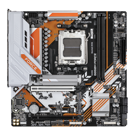 Gigabyte Gigabyte B850M FORCE (rev. 1.0) | Processor family AMD | Processor socket AM5 | DDR5 | Supported hard disk drive interfaces SATA, M.2 | Number of SATA connectors 4 B850M FORCE