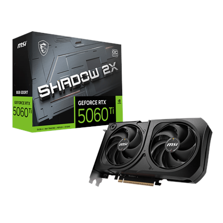 MSI MSI GeForce RTX 5060 Ti 8G SHADOW 2X OC PLUS Bulk Pack | NVIDIA | 8 GB | GeForce RTX 5060 Ti | GDDR7 | HDMI ports quantity 1 | PCI Express Gen 5 x16 (uses x8) GeForce RTX 5060 Ti 8G SHADOW 2X OC PLUS BULK