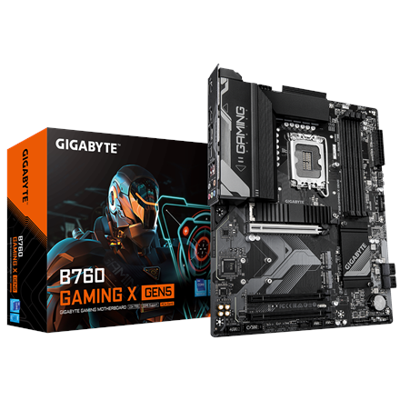 Gigabyte Gigabyte B760 GAMING X GEN5 | Processor family Intel | Processor socket LGA1700 | DDR5 | Supported hard disk drive interfaces M.2, SATA | Number of SATA connectors 4 B760 GAMING X GEN5