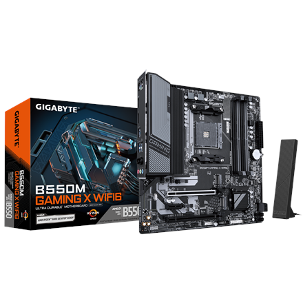 Gigabyte Gigabyte B550M GAMING X WIFI6 | Processor family AMD | Processor socket AM4 | DDR4 DIMM | Supported hard disk drive interfaces SATA, M.2 | Number of SATA connectors 4 B550M GAMING X WIFI6