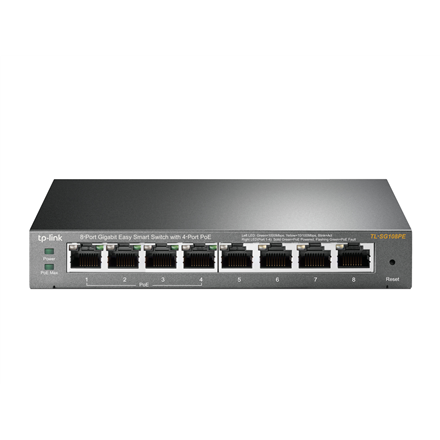 TP-LINK TP-LINK | Smart Switch | TL-SG108PE | Web Managed | Desktop | Gigabit Ethernet (copper) ports quantity 4 | PoE+ ports quantity 4 | Power supply type External | 36 month(s) TL-SG108PE