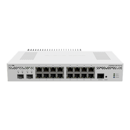 MikroTik Mikrotik CCR2004-16G-2S+PC | Ethernet Router | CCR2004-16G-2S+PC | 10/100/1000 Mbit/s | Mesh Support No | MU-MiMO No | No mobile broadband CCR2004-16G-2S+PC