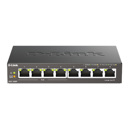 D-Link D-Link | 8-Port Gigabit PoE Switch (4xPoE) | DGS-1008P | Unmanaged | Desktop | Power supply type External DGS-1008P/E