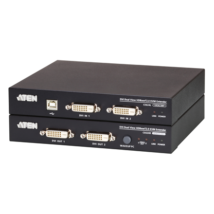 Aten Aten USB DVI Dual View HDBaseT 2.0 KVM Extender | CE624 | 1920 x 1200 at 100m CE624-AT-G