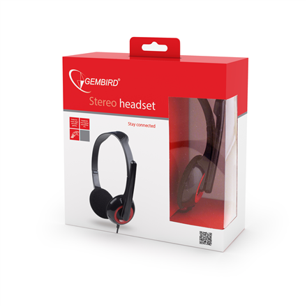 Gembird Gembird | MHS-002 Stereo headset | Built-in microphone | 3.5 mm | Black/Red MHS-002