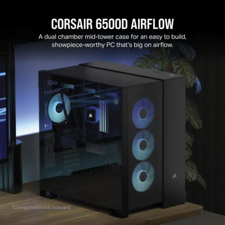 Corsair Corsair Dual Chamber PC Case | 6500D AIRFLOW | Black | Mid-Tower | Power supply included No | ATX CC-9011259-WW