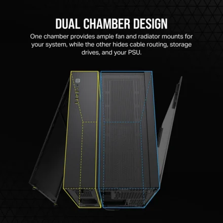 Corsair Corsair Dual Chamber PC Case | 6500D AIRFLOW | Black | Mid-Tower | Power supply included No | ATX CC-9011259-WW