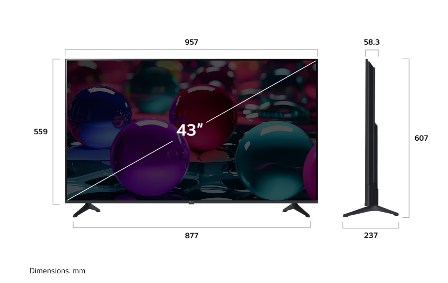 LG LG AI UA73 4K TV | 43UA73003LA | 43 | Smart TV | webOS 25 | UHD | Black 43UA73003LA