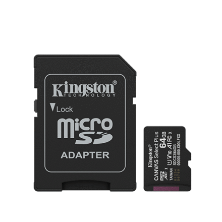 Kingston Kingston Canvas Select Plus | 64 GB | microSD | Flash memory class Class 10, UHS-I, U1/U3, video class 10/30, A1 SDCS3/64GB