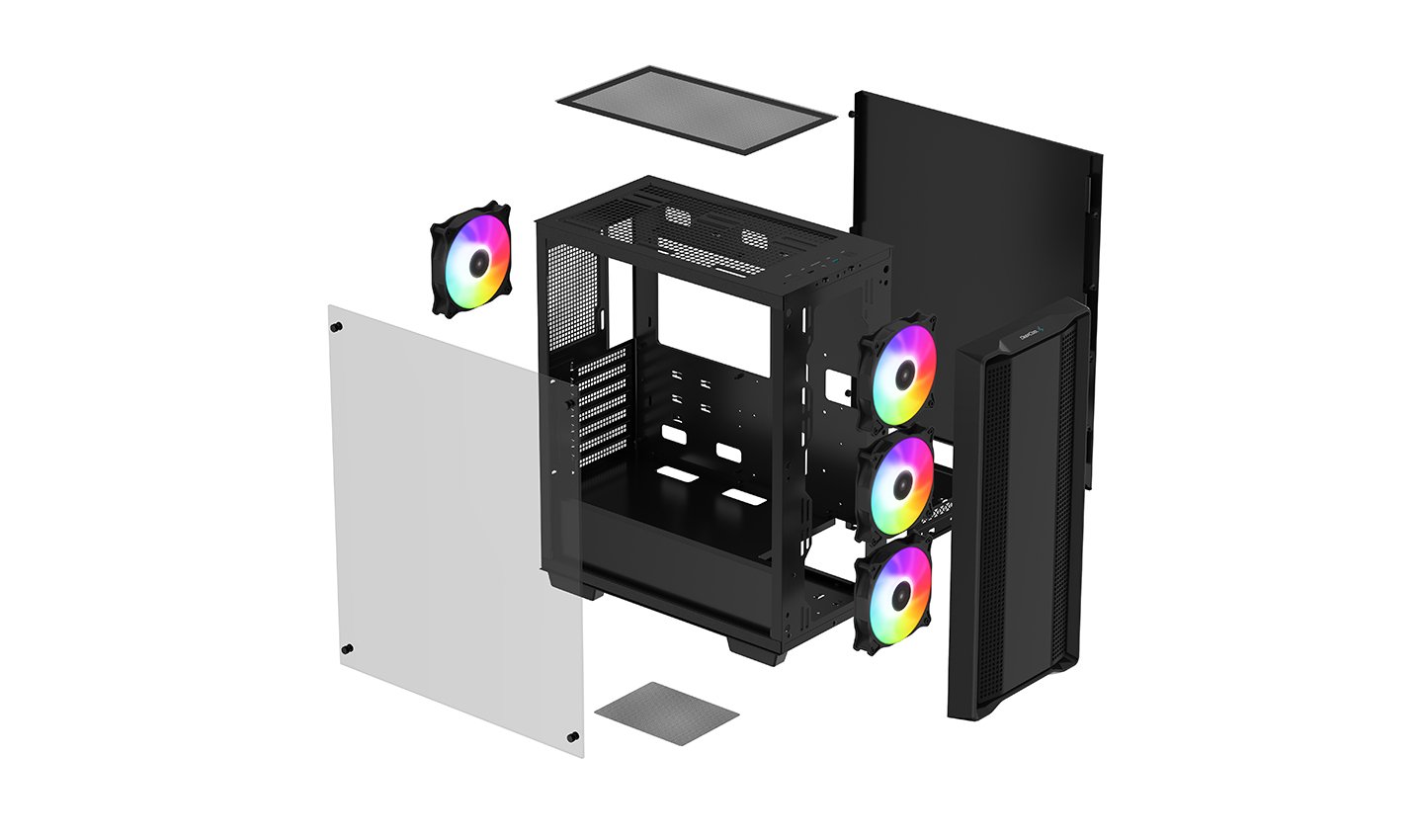 Deepcool Deepcool | CC560 (with 4pcs ARGB Fans) | Side window | Black | Mid-Tower | Power supply included No | ATX PS2 R-CC560-BKTAA4-G-1