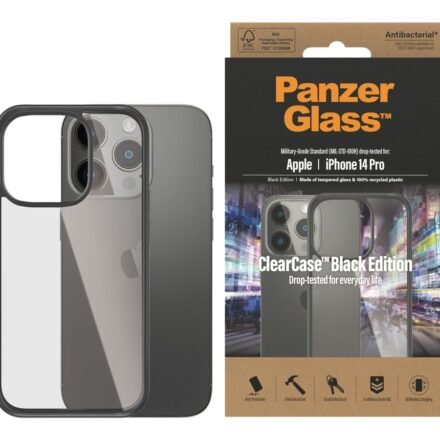 PanzerGlass PanzerGlass | ClearCase with Black Frame | Case | Apple | iPhone 14 Pro | Black | Military grade standard; Scratch resistant; Shock resistant; Antibacterial; 100% recycled frame material 0406