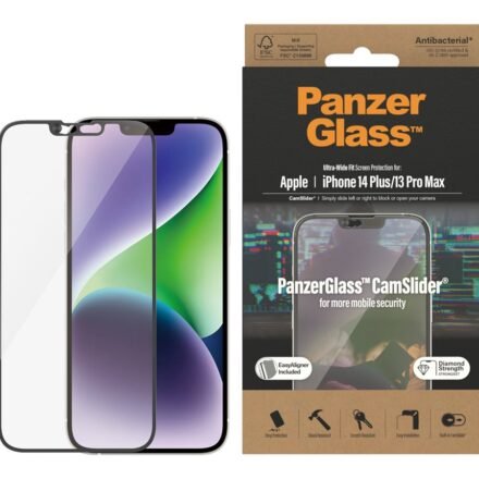 PanzerGlass PanzerGlass | CamSlider | Apple | iPhone 14 Plus/13 Pro Max | Tempered glass | Clear | Protects the entire screen; 100% touch; Easy to install | Screen protector 2797