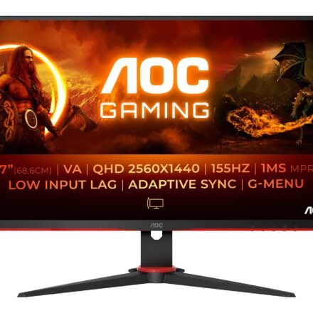 AOC AOC | Monitor | Q27G2E/BK | 27 " | VA | QHD | 16:9 | 155 Hz | 1 ms | 2560 x 1440 | 250 cd/m² | HDMI ports quantity 2 | Black/Red | Warranty 36 month(s) Q27G2E/BK
