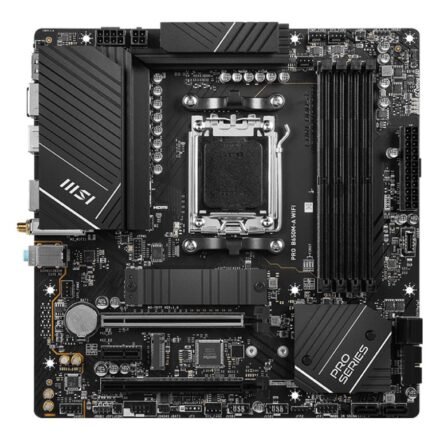 MSI MSI | PRO B650M-A WIFI | Processor family AMD | Processor socket AM5 | DDR5 DIMM | Memory slots 4 | Supported hard disk drive interfaces SATA, M.2 | Number of SATA connectors 4 | Chipset AMD B650 | mATX PRO B650M-A WIFI