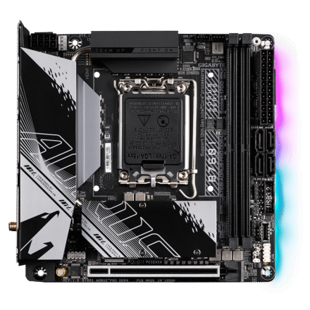 Gigabyte Gigabyte | B760I AORUS PRO DDR4 1.0 M/B | Processor family Intel | Processor socket LGA1700 | DDR4 DIMM | Memory slots 2 | Supported hard disk drive interfaces SATA, M.2 | Number of SATA connectors 4 | Chipset Intel B760 Express | Mini-ITX B760I AORUS PRO DDR4