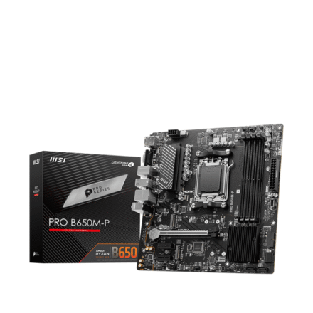 MSI MSI | PRO B650M-P | Processor family AMD | Processor socket AM5 | DDR5 | Memory slots 4 | Supported hard disk drive interfaces SATA, M.2 | Number of SATA connectors 4 | Chipset AMD B650 | mATX PRO B650M-P