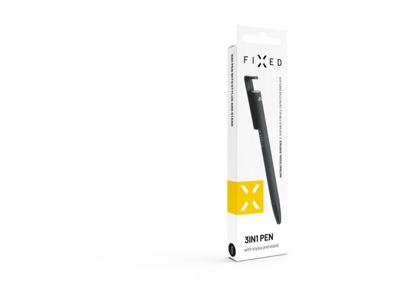 Fixed Fixed | Pen With Stylus and Stand | 3 in 1 | Pencil | Stylus for capacitive displays; Stand for phones and tablets | Black FIXPEN-BK