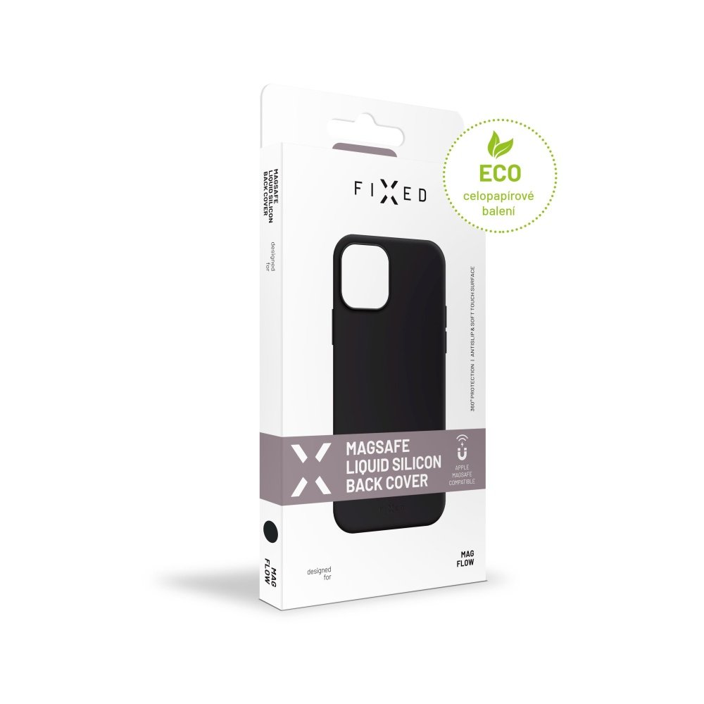 Fixed Fixed | MagFlow with MagSafe support | Back cover | Apple | iPhone 14 Pro | Liquid silicon | Black FIXFLM-930-BK