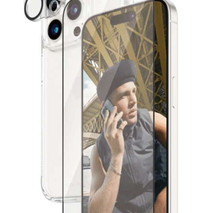 PanzerGlass PanzerGlass | Panzerglass 3-in-1 Pack | iPhone | iPhone 15 Pro | Clear | PicturePerfect Camera Lens Protector, a wireless charging compatible HardCase and an Ultra-Wide Fit Screen Protector B1173+2810
