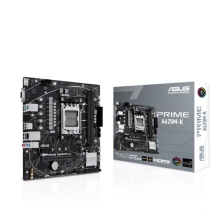 Asus Asus | PRIME A620M-K | Processor family AMD | Processor socket AM5 | DDR5 DIMM | Memory slots 2 | Supported hard disk drive interfaces SATA, M.2 | Number of SATA connectors 4 | Chipset AMD A620 | micro-ATX 90MB1F40-M0EAY0