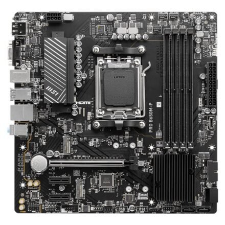 MSI MSI | PRO B650M-P | Processor family AMD | Processor socket AM5 | DDR5 | Memory slots 4 | Supported hard disk drive interfaces SATA, M.2 | Number of SATA connectors 4 | Chipset AMD B650 | mATX PRO B650M-P