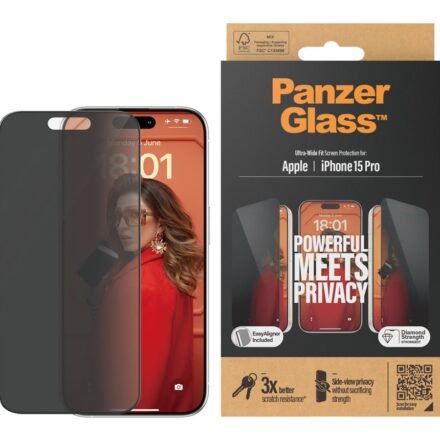 PanzerGlass PanzerGlass | Screen protector | Apple | iPhone 15 Pro | Glass | Black | Ultra-Wide Fit w. EasyAligner P2810
