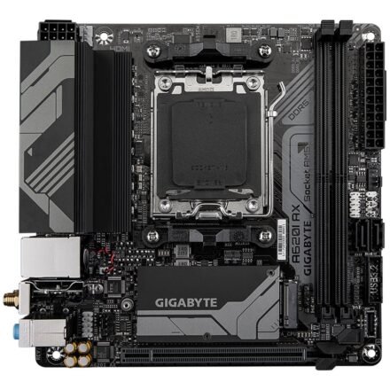 Gigabyte Gigabyte | A620I AX 1.0 | Processor family AMD | Processor socket AM5 | DDR5 DIMM | Supported hard disk drive interfaces SATA, M.2 | Number of SATA connectors 2 A620I AX