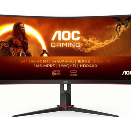 AOC AOC | Gaming Monitor | CU34G2XP/BK | 34 " | VA | 21:9 | 180 Hz | 1 ms | 3440 x 1440 pixels | HDMI ports quantity 2 | Black CU34G2XP/BK