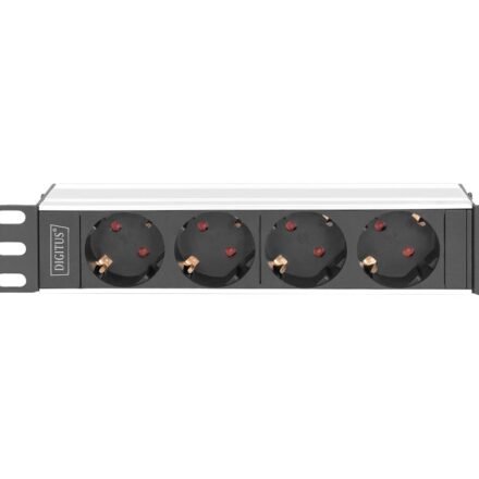 Digitus 10” Socket Strip with Aluminum Profile, 4-way safety sockets | DN-95418 DN-95418