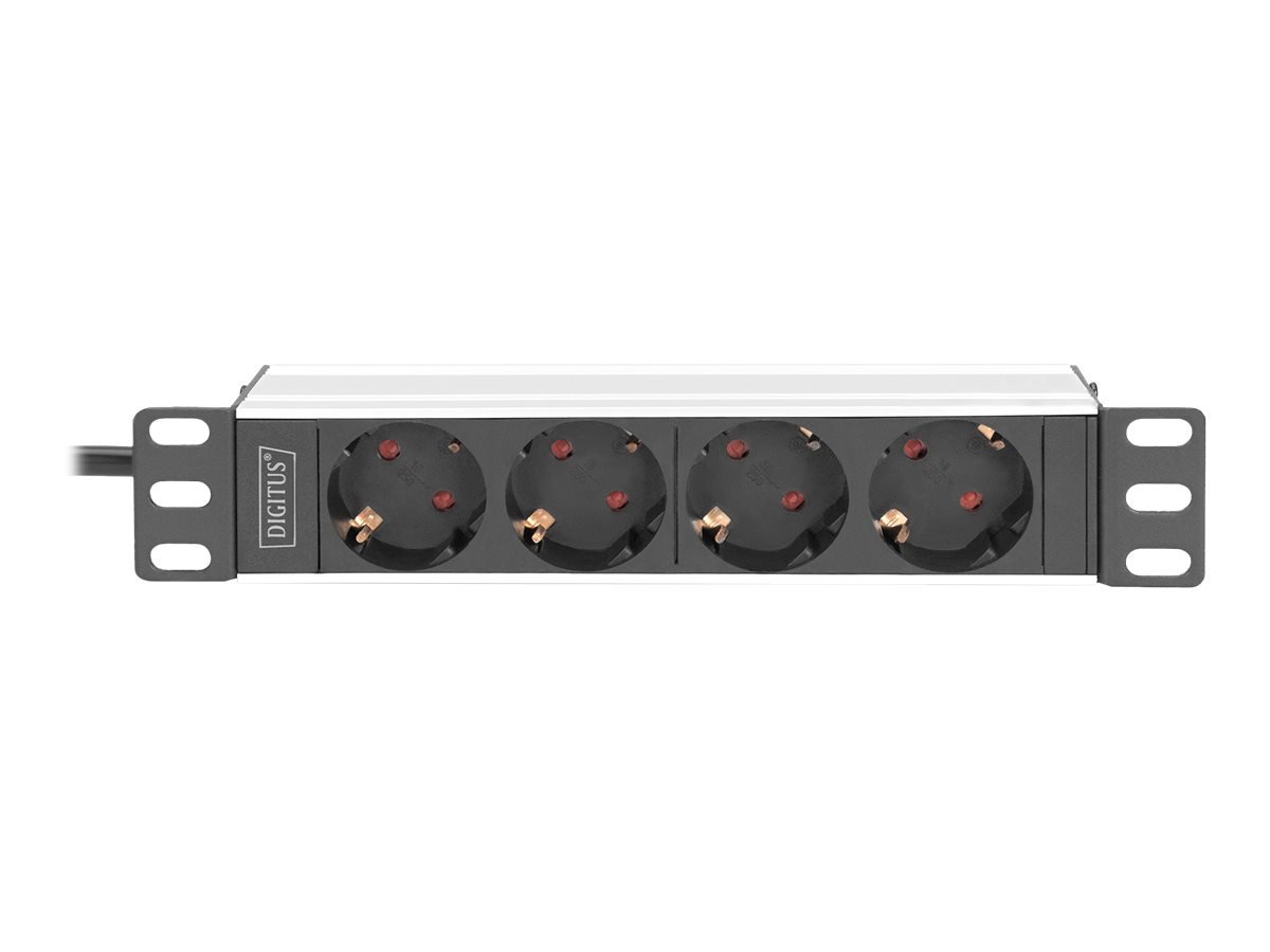 Digitus 10” Socket Strip with Aluminum Profile, 4-way safety sockets | DN-95418 DN-95418
