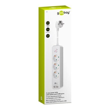 Goobay 41264 3-Way Power Strip with Switch and USB | Sockets quantity 3 41264
