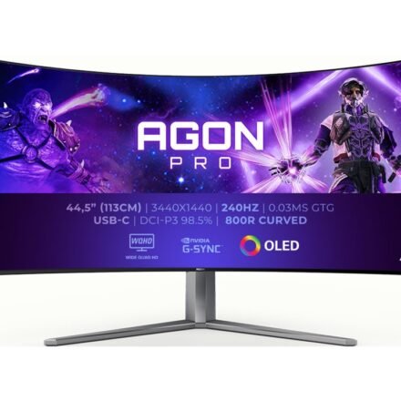AOC AOC | AG456UCZD AGON PRO | 45 " | OLED | QHD | 21:9 | 240 Hz | 0.03 ms | 3440 x 1440 pixels | HDMI ports quantity 2 | Black | Warranty 36 month(s) AG456UCZD