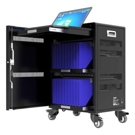 PORT CONNECT PORT CONNECT | Charging Cabinet 20 tablets + 1 Notebook | 1 sliding rack for 17’’ notebook; Protection against overvoltage; 3 points lock; Charge progress indicator; Silent cooling ventilator; Integrated UV lamp destroys viruses and bacteria; Omnidirectional wheels + brakes; Securing anchor point for cable or chain 901958